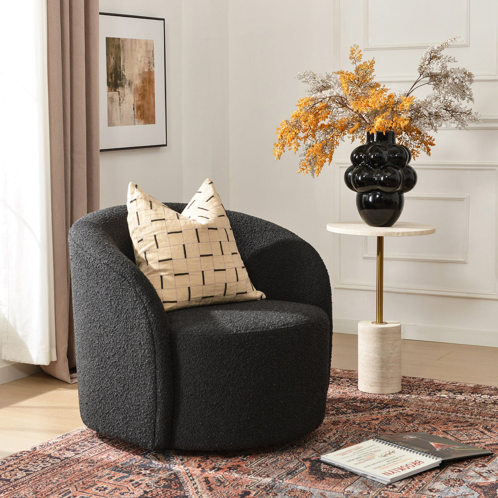 Everitte Bouclé Swivel Barrel Chair