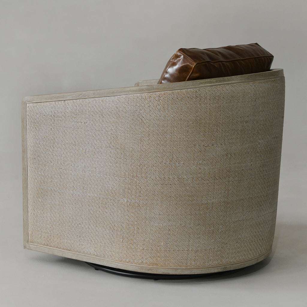 Claude Premium Leather Swivel Cane Chair