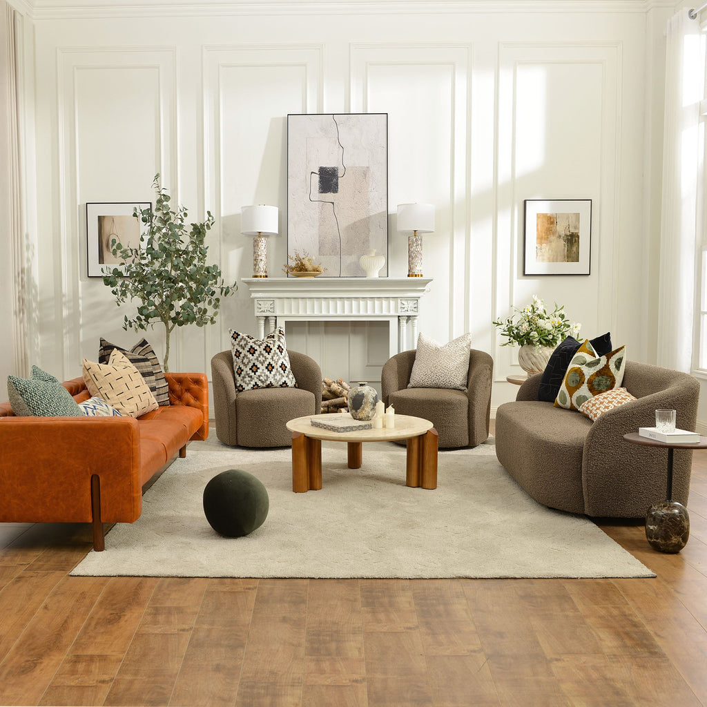 Everitte Bouclé Swivel Barrel Chair