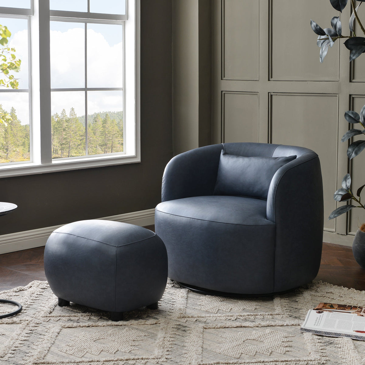 Elmer Faux Leather Ottoman