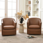Lawton Faux Leather Tufted Swivel Barrel Chair