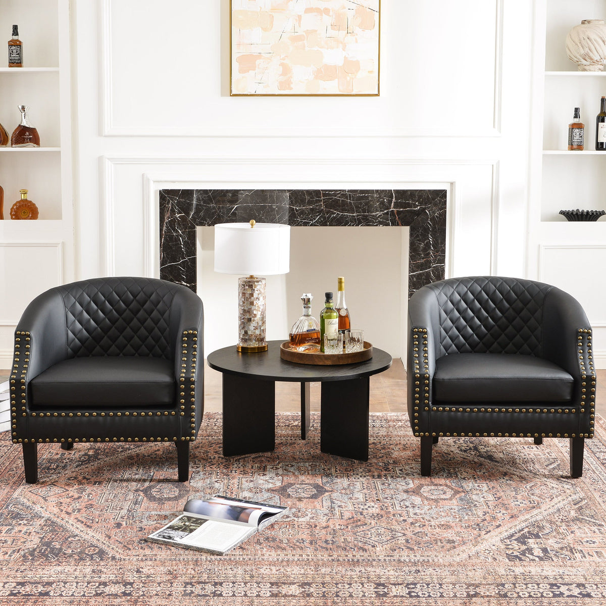 Louis Faux Leather Tufted Club Chair