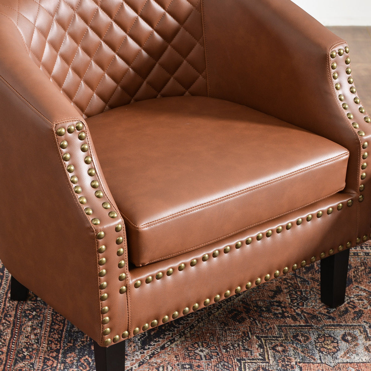 Louis Faux Leather Tufted Club Chair
