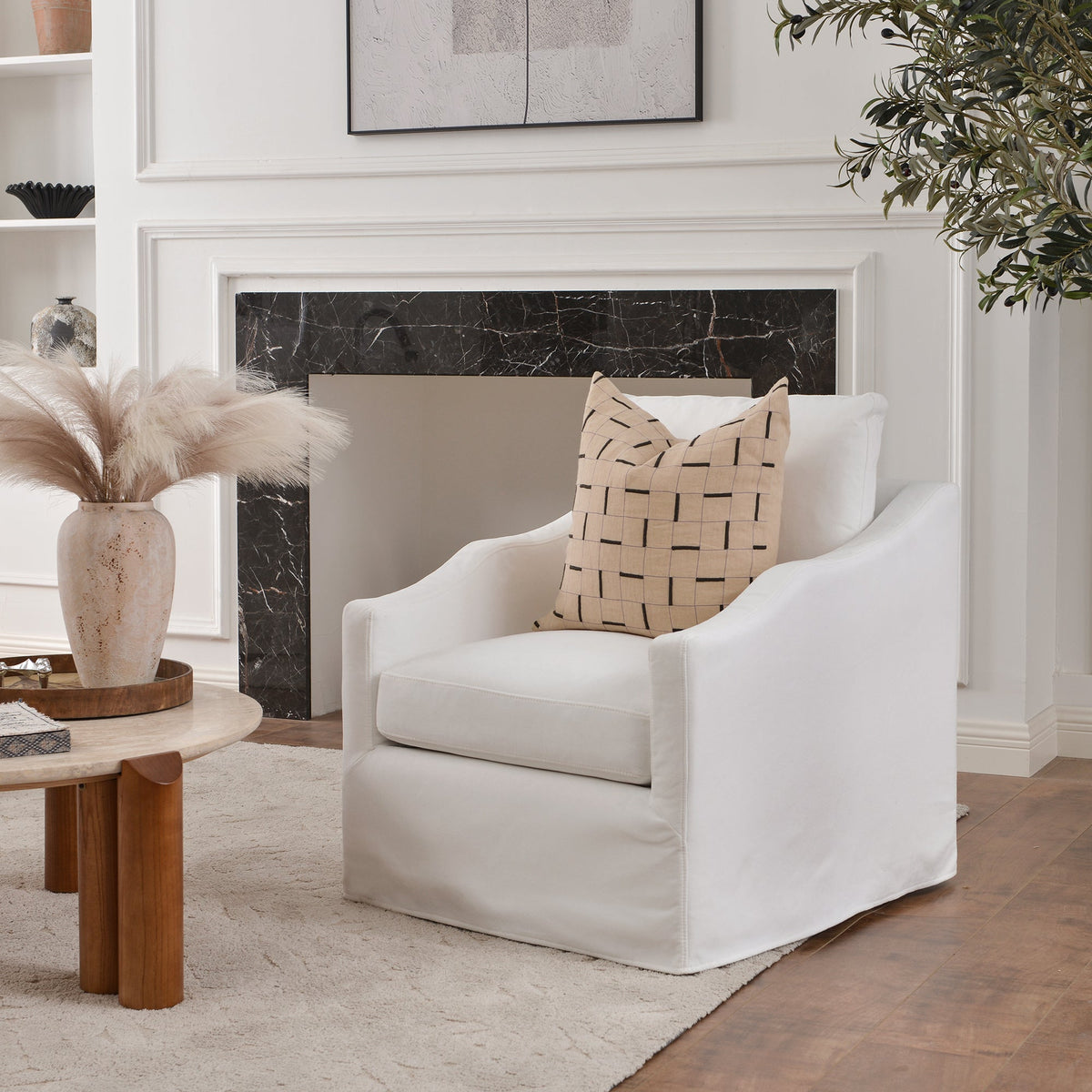 Charles Slipcover Swivel Barrel Chair