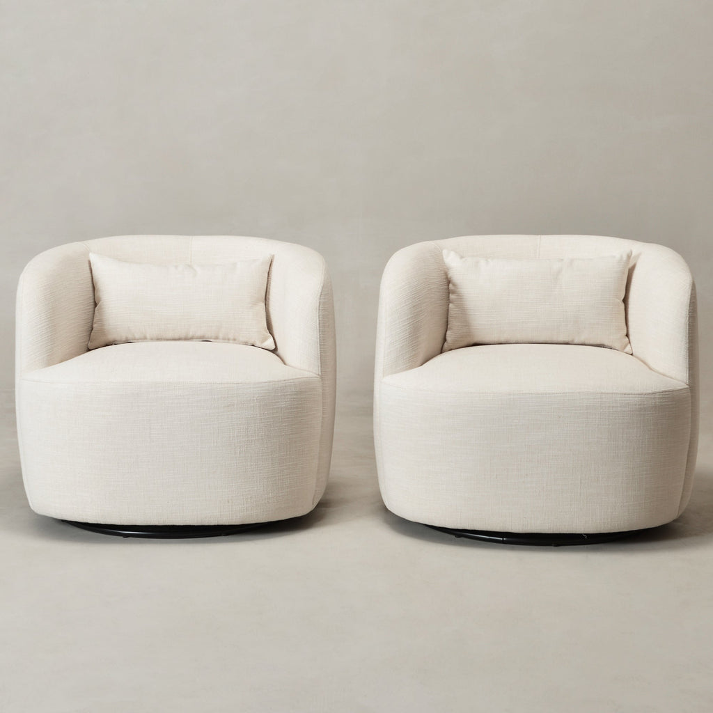 Ashlie Linen Swivel Barrel Chair