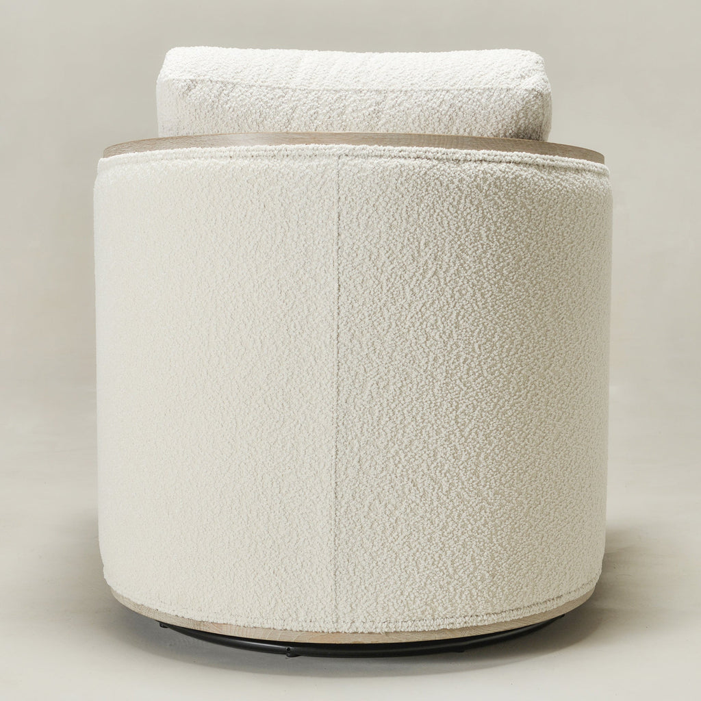Claude Bouclé Swivel Barrel Chair