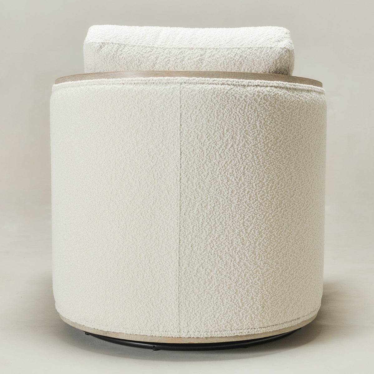 Claude Bouclé Swivel Barrel Chair