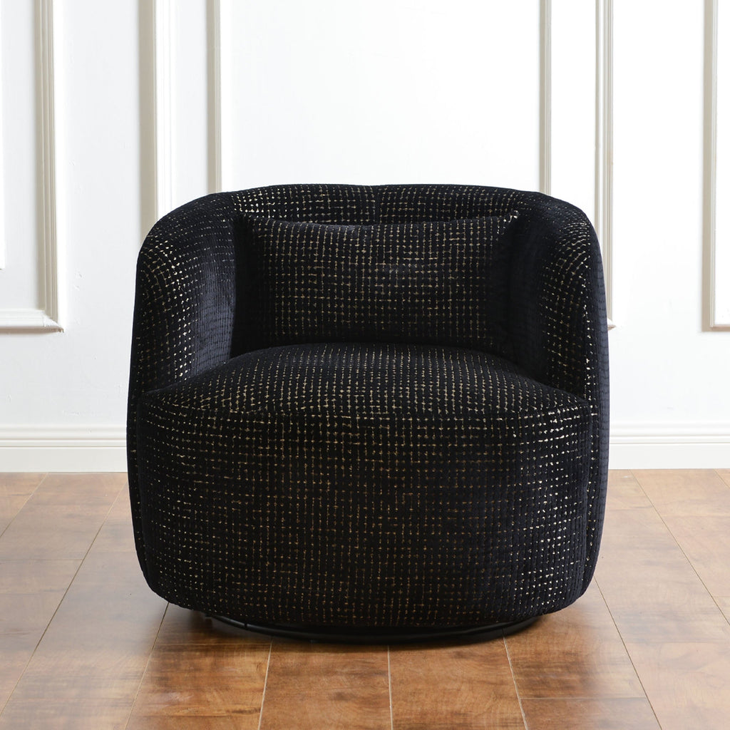 Teratect Exclusive | Ashlie Sculpted Jacquard Swivel Barrel Chair
