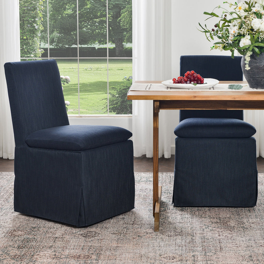 Diane Slipcover Performance Dining Chair with Casters