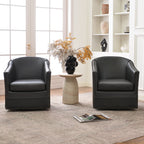 Lawton Faux Leather Tufted Swivel Barrel Chair