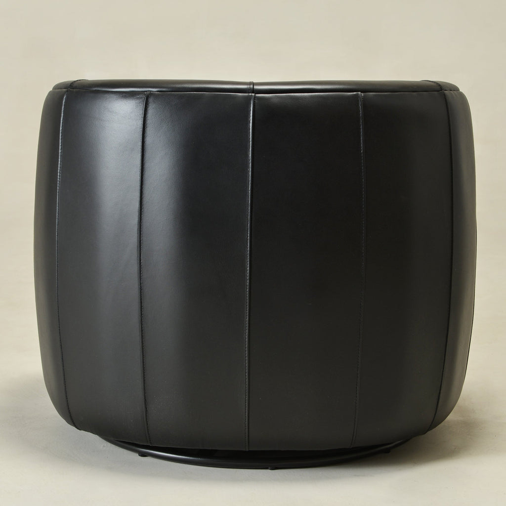 Ashlie Leather Swivel Barrel Chair