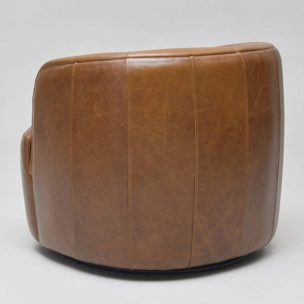 Ashlie Leather Swivel Barrel Chair