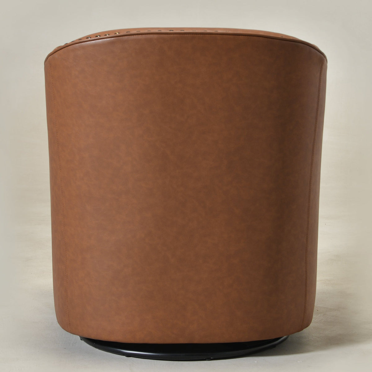 Lawton Faux Leather Tufted Swivel Barrel Chair