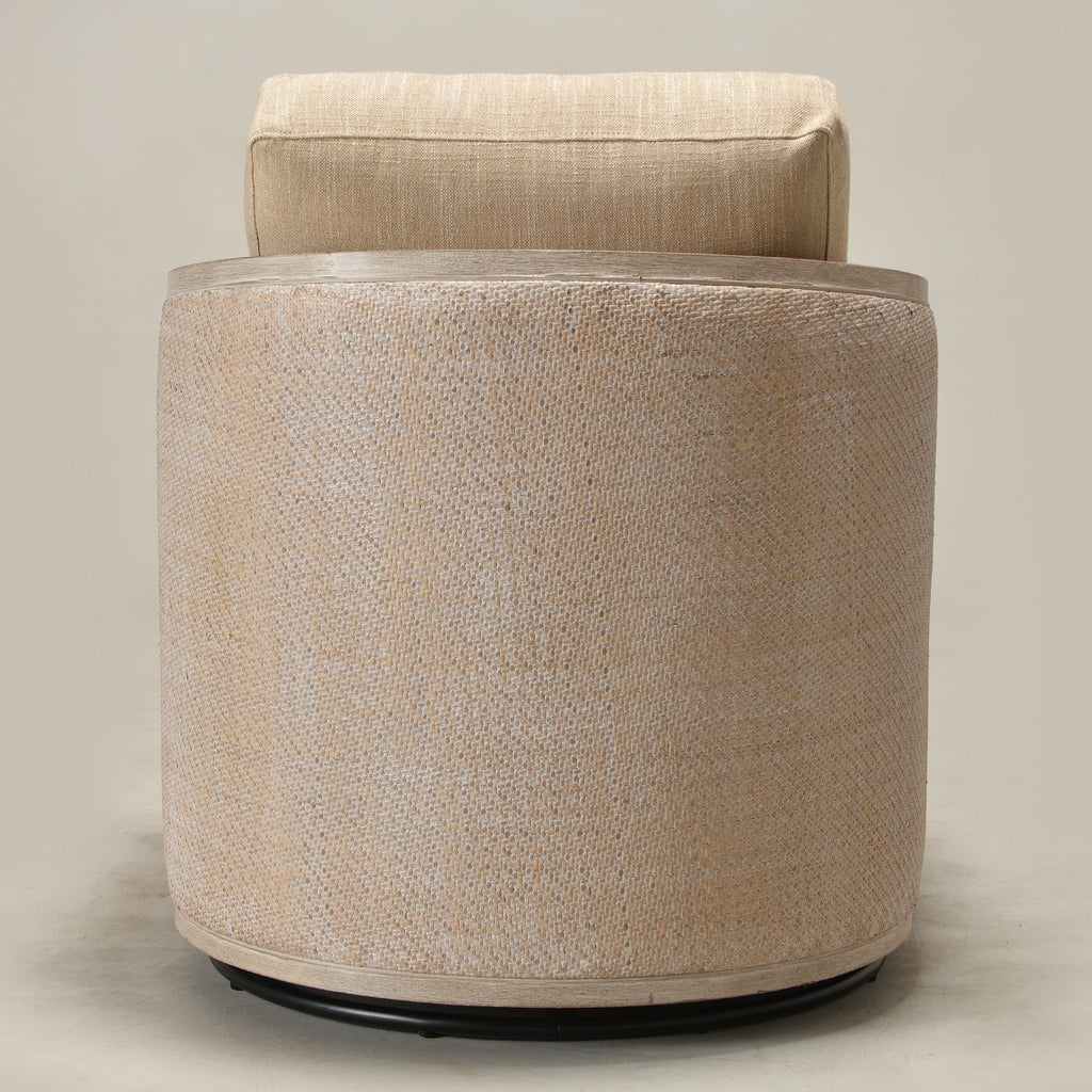 Claude Linen Swivel Cane Chair