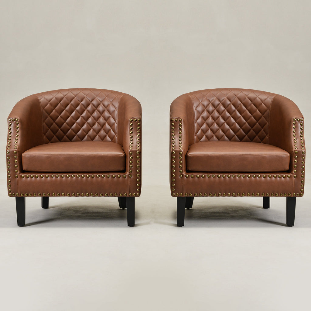 Louis Faux Leather Tufted Club Chair