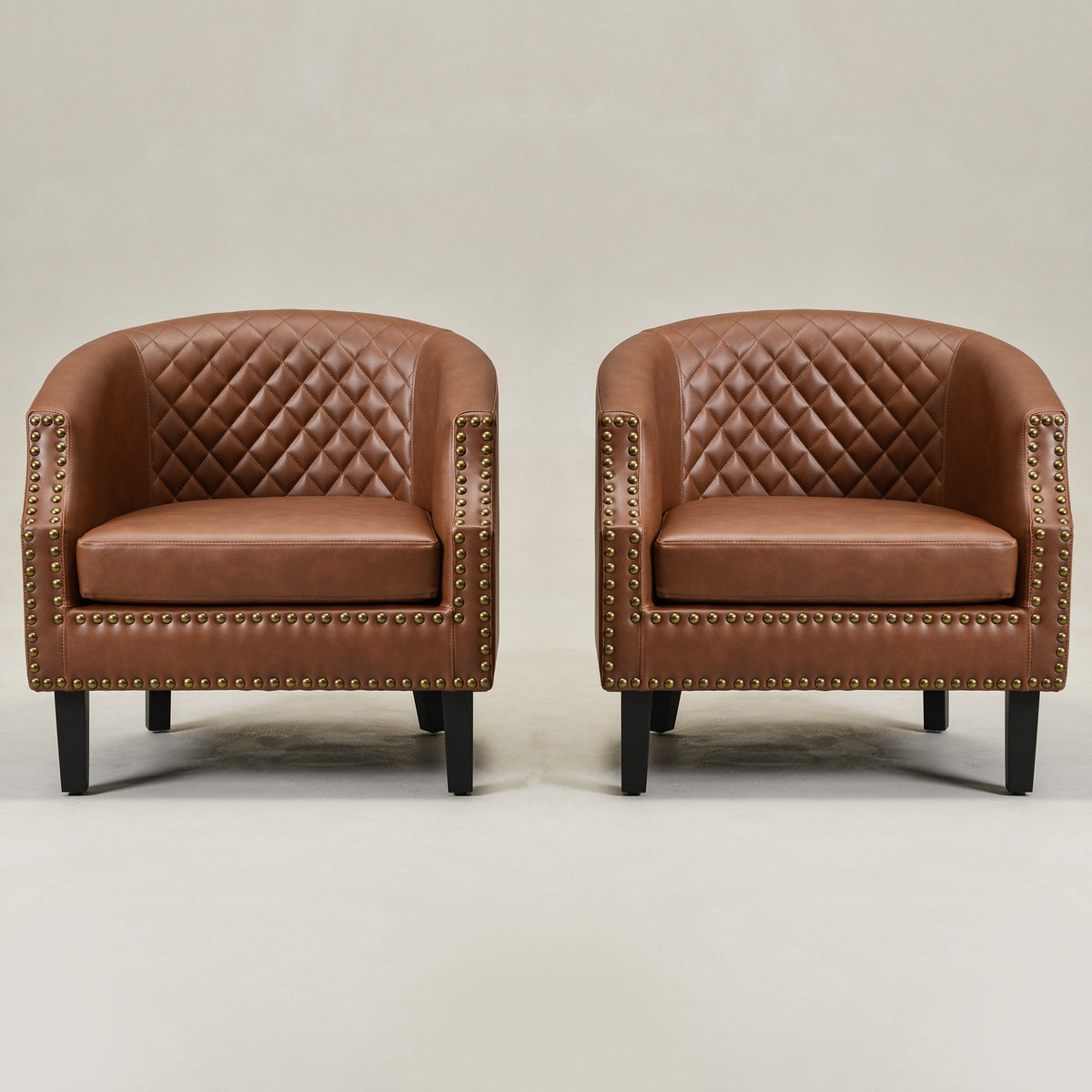 Louis Faux Leather Tufted Club Chair