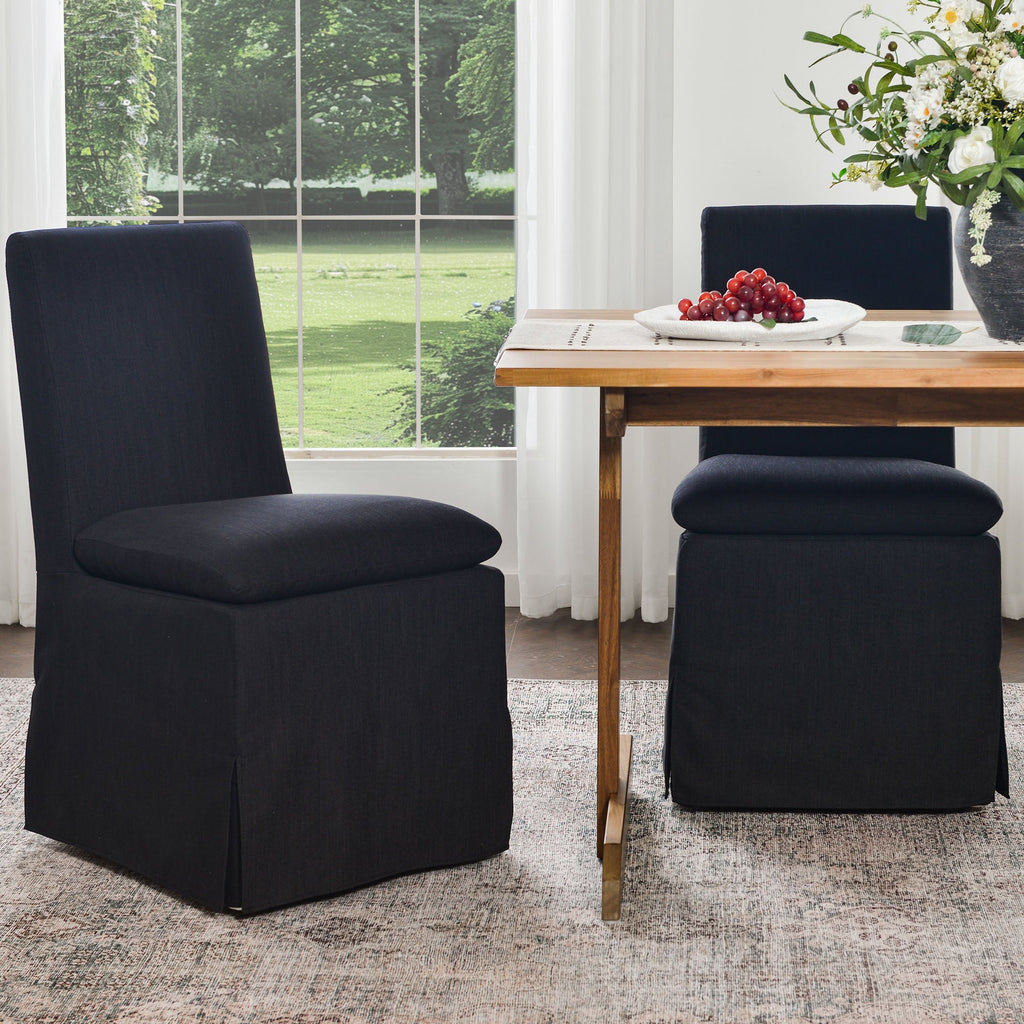 Diane Slipcover Performance Dining Chair with Casters