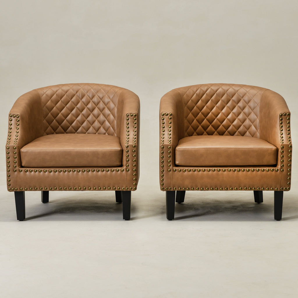 Louis Faux Leather Tufted Club Chair