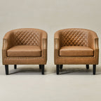 Louis Faux Leather Tufted Club Chair