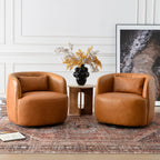 Ashlie Leather Swivel Barrel Chair