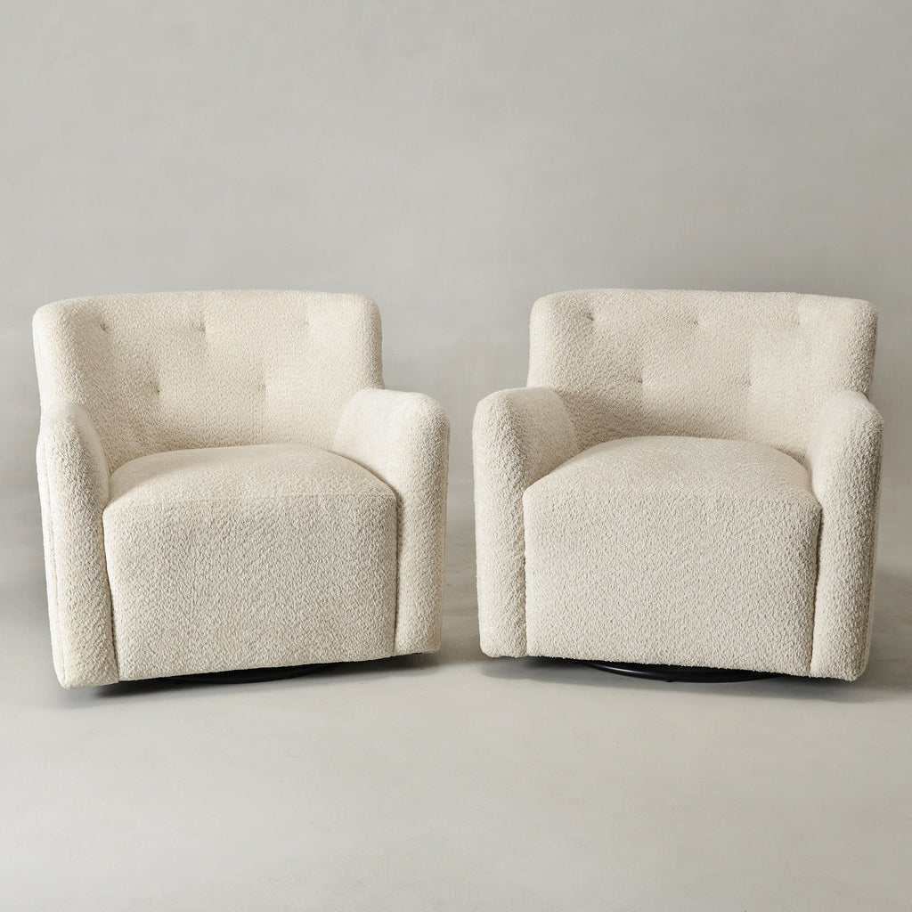 Vestie Chenille Swivel Barrel Chair