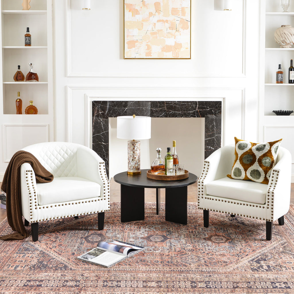 Louis Faux Leather Tufted Club Chair