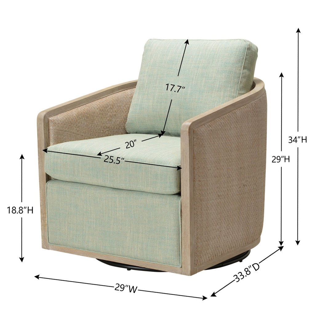 Claude Linen Swivel Cane Chair