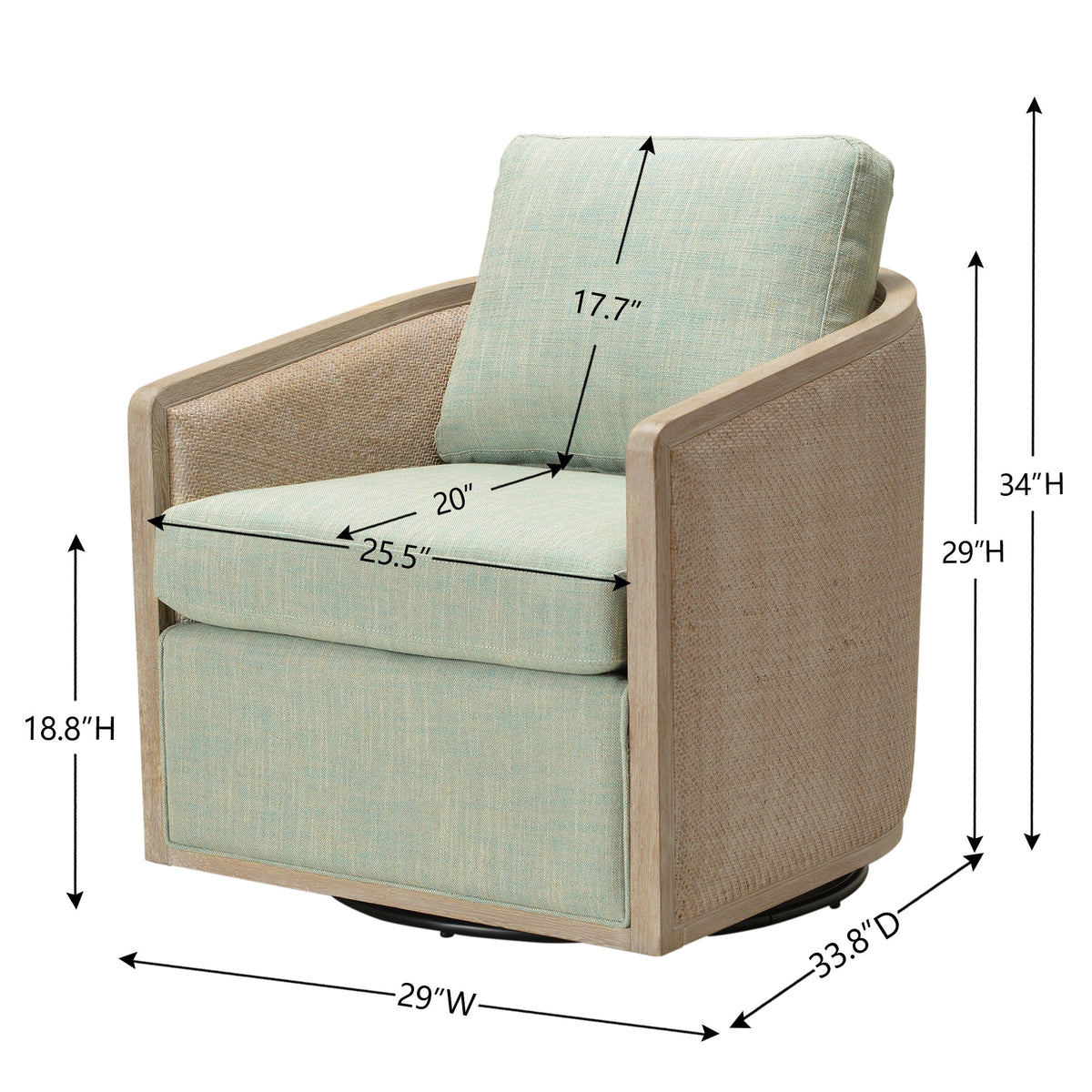 Claude Linen Swivel Cane Chair