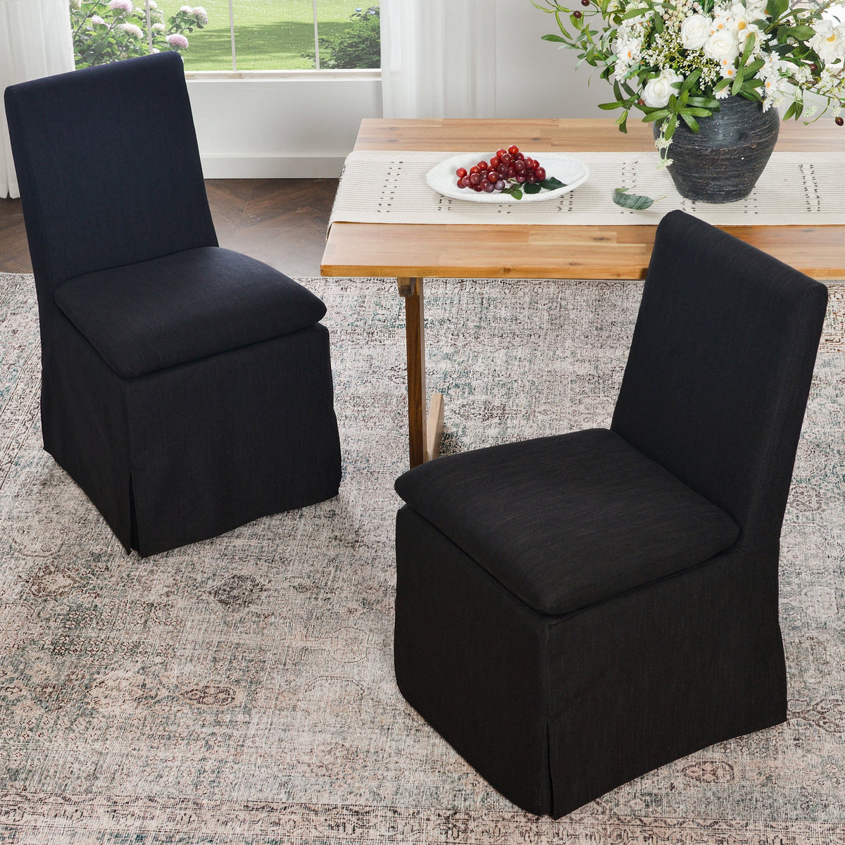 Diane Slipcover Performance Dining Chair with Casters