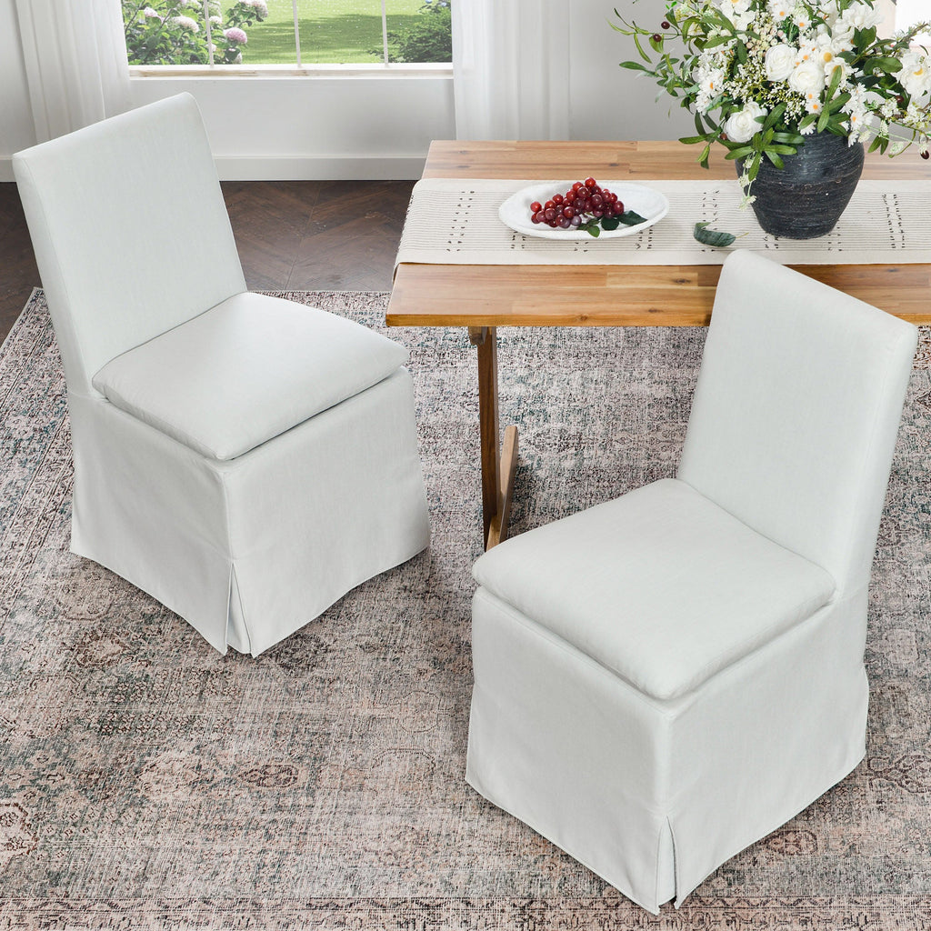 Diane Slipcover Performance Dining Chair with Casters