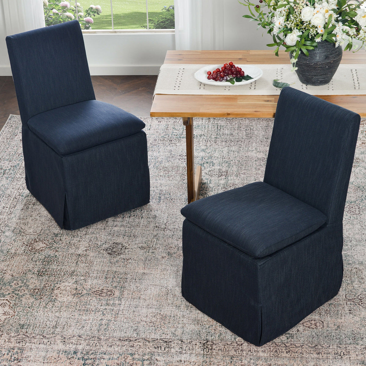 Diane Slipcover Performance Dining Chair with Casters