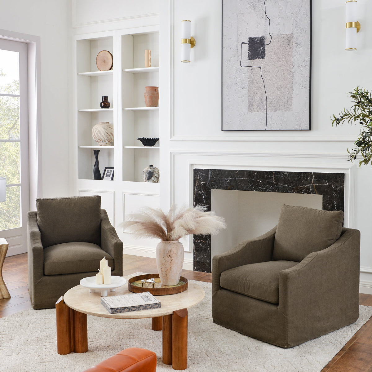 Charles Slipcover Swivel Barrel Chair
