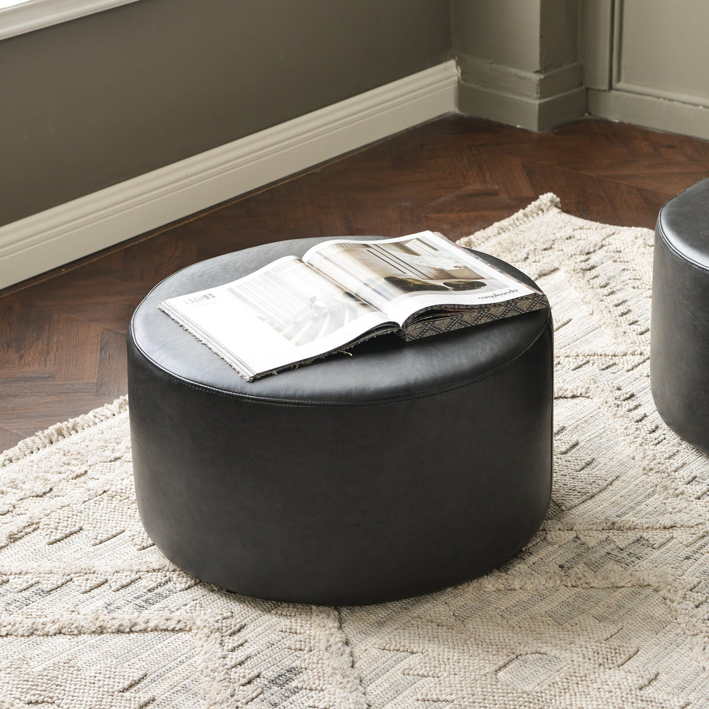 Elof Faux Leather Ottoman