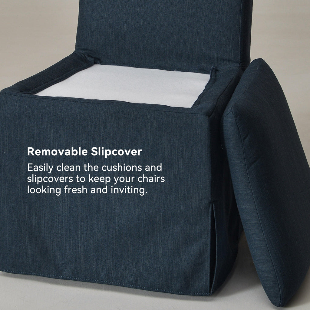 Diane Slipcover Performance Dining Chair with Casters