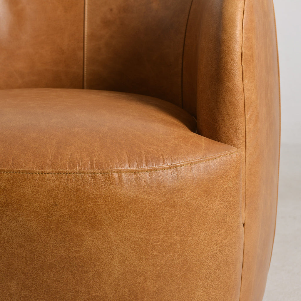 Ashlie Leather Swivel Barrel Chair
