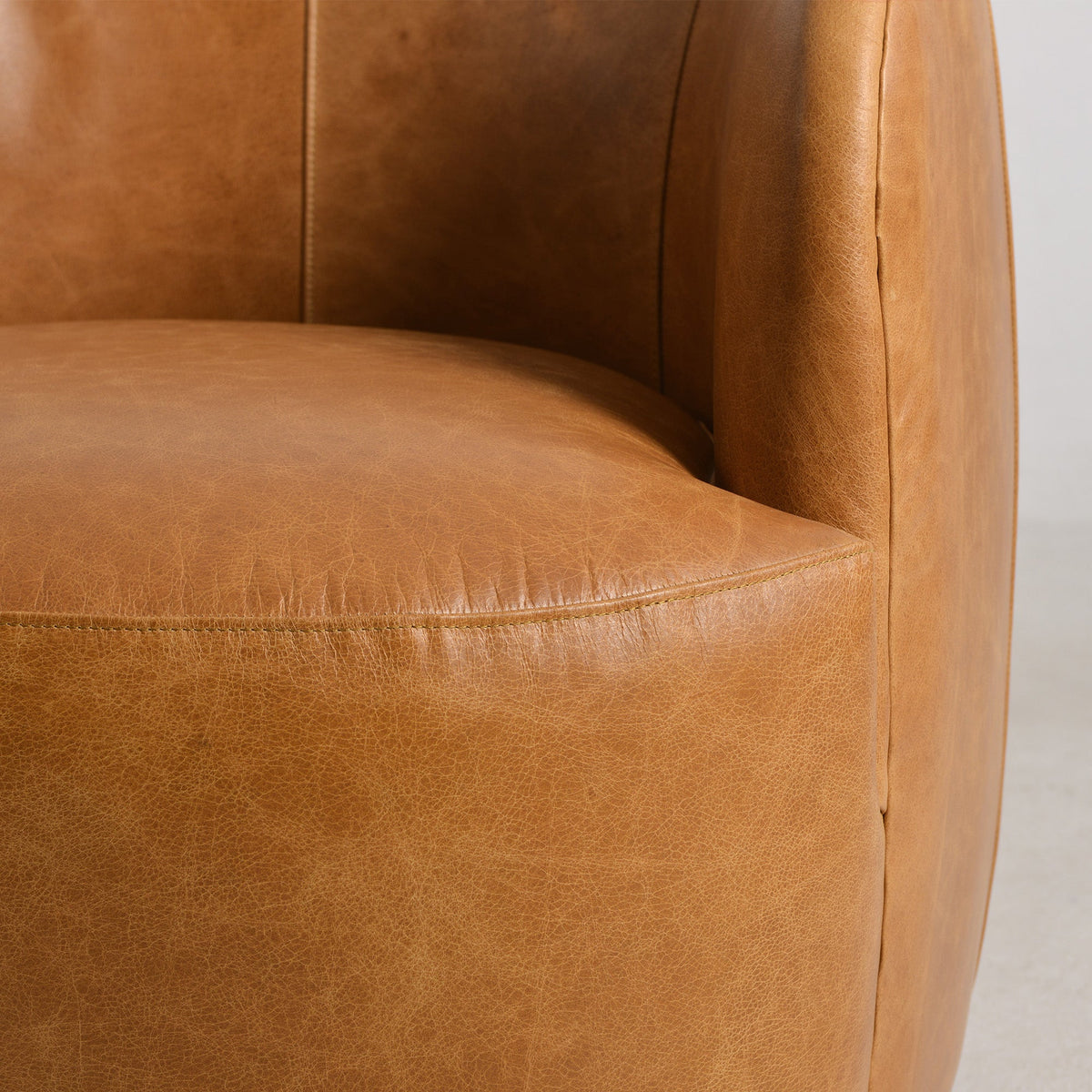 Ashlie Leather Swivel Barrel Chair