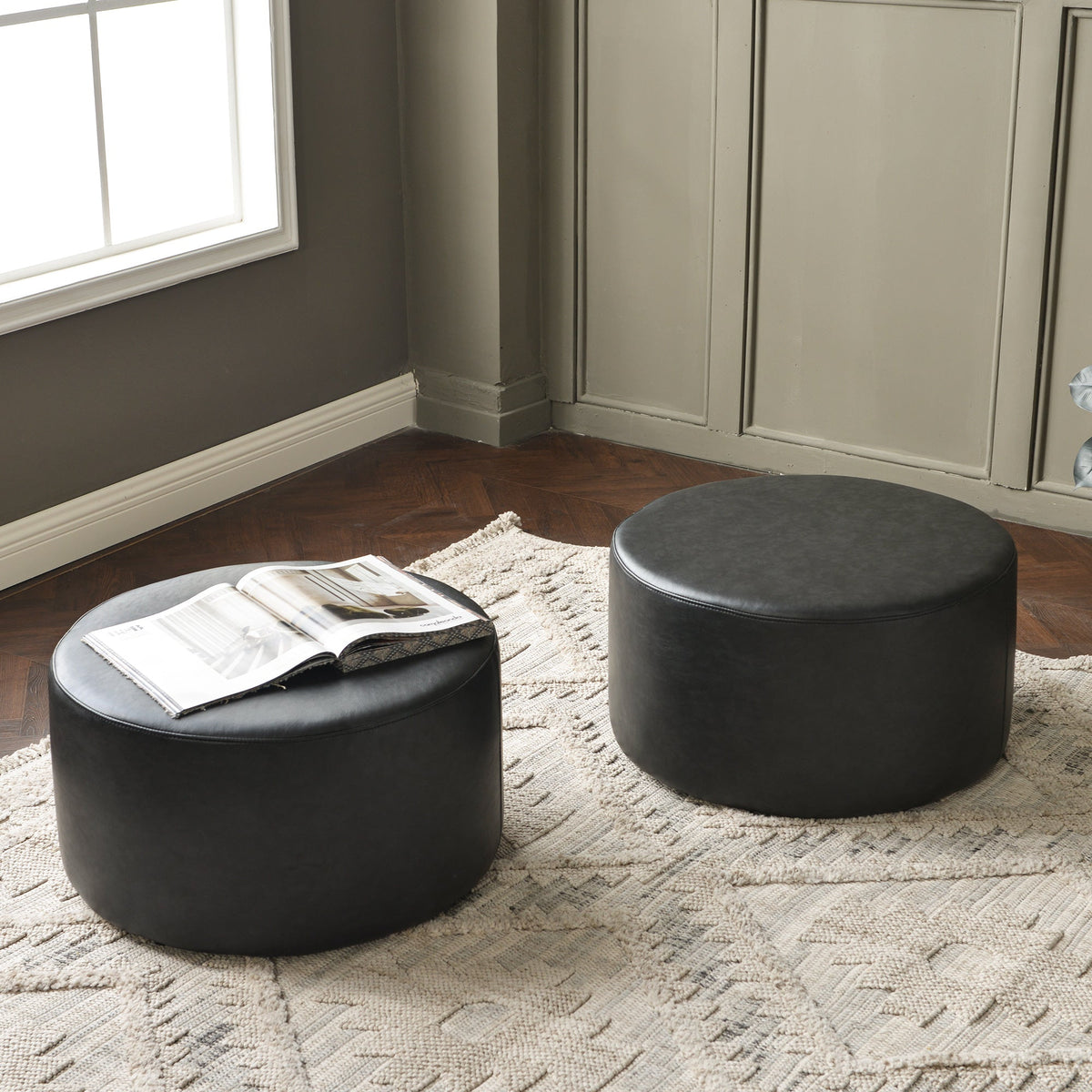 Elof Faux Leather Ottoman