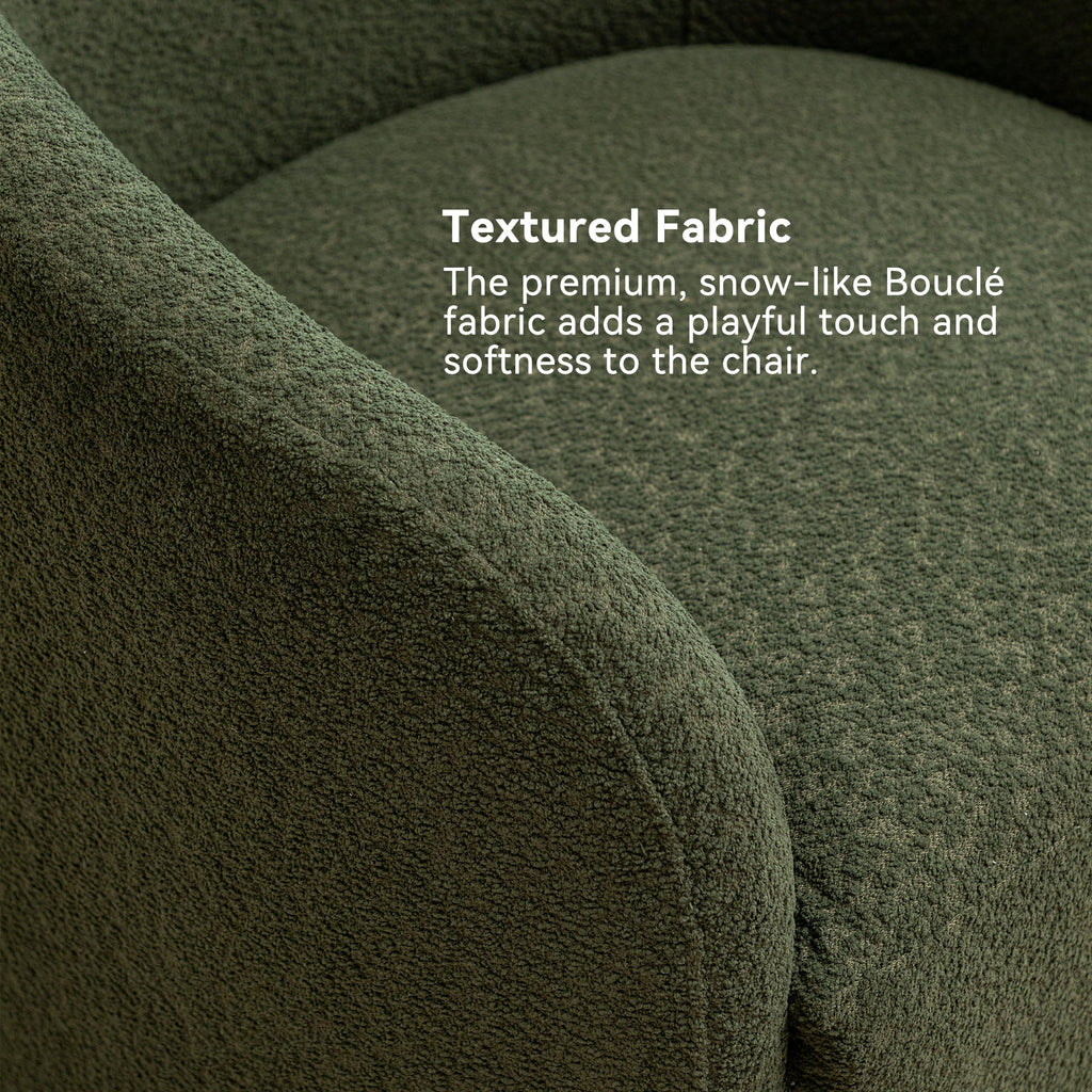 Susie Bouclé Swivel Barrel Chair