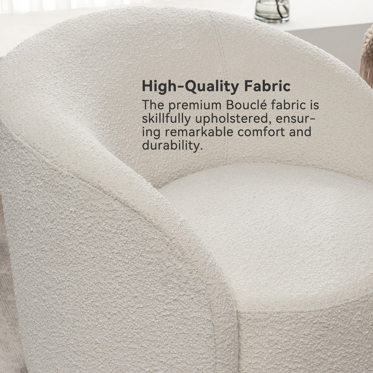 Everitte Bouclé Swivel Barrel Chair