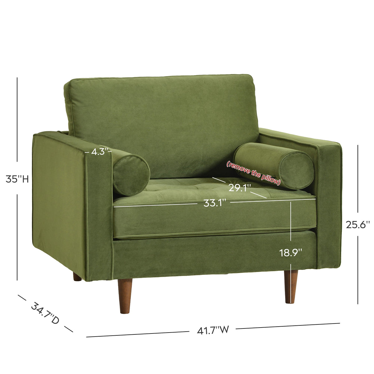 Tiziano Tufted Armchair with Accent Pillows