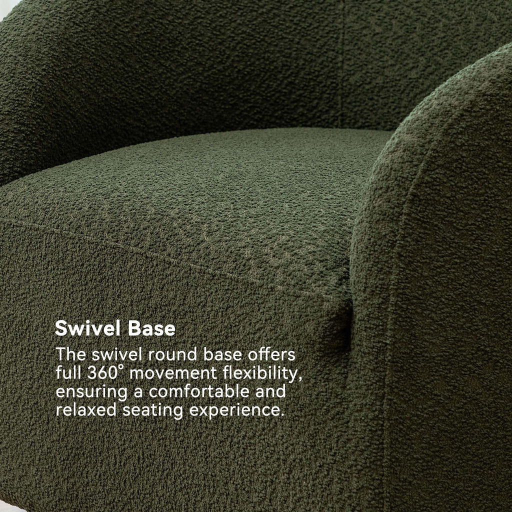 Susie Bouclé Swivel Barrel Chair