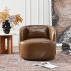 Ashlie Leather Swivel Barrel Chair