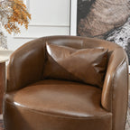 Ashlie Leather Swivel Barrel Chair