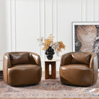 Ashlie Leather Swivel Barrel Chair