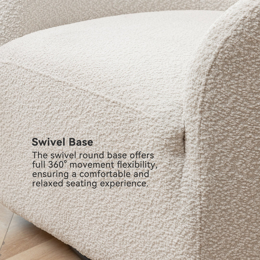 Susie Bouclé Swivel Barrel Chair