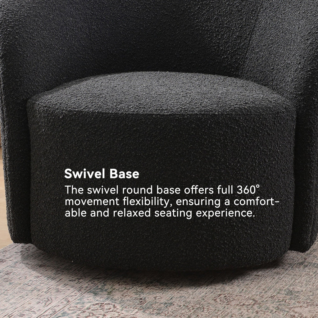 Everitte Bouclé Swivel Barrel Chair