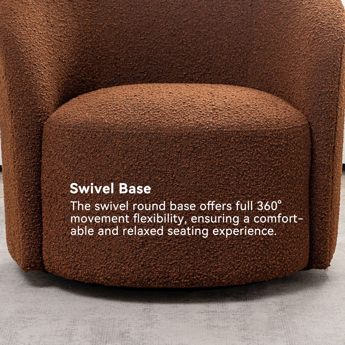 Everitte Bouclé Swivel Barrel Chair