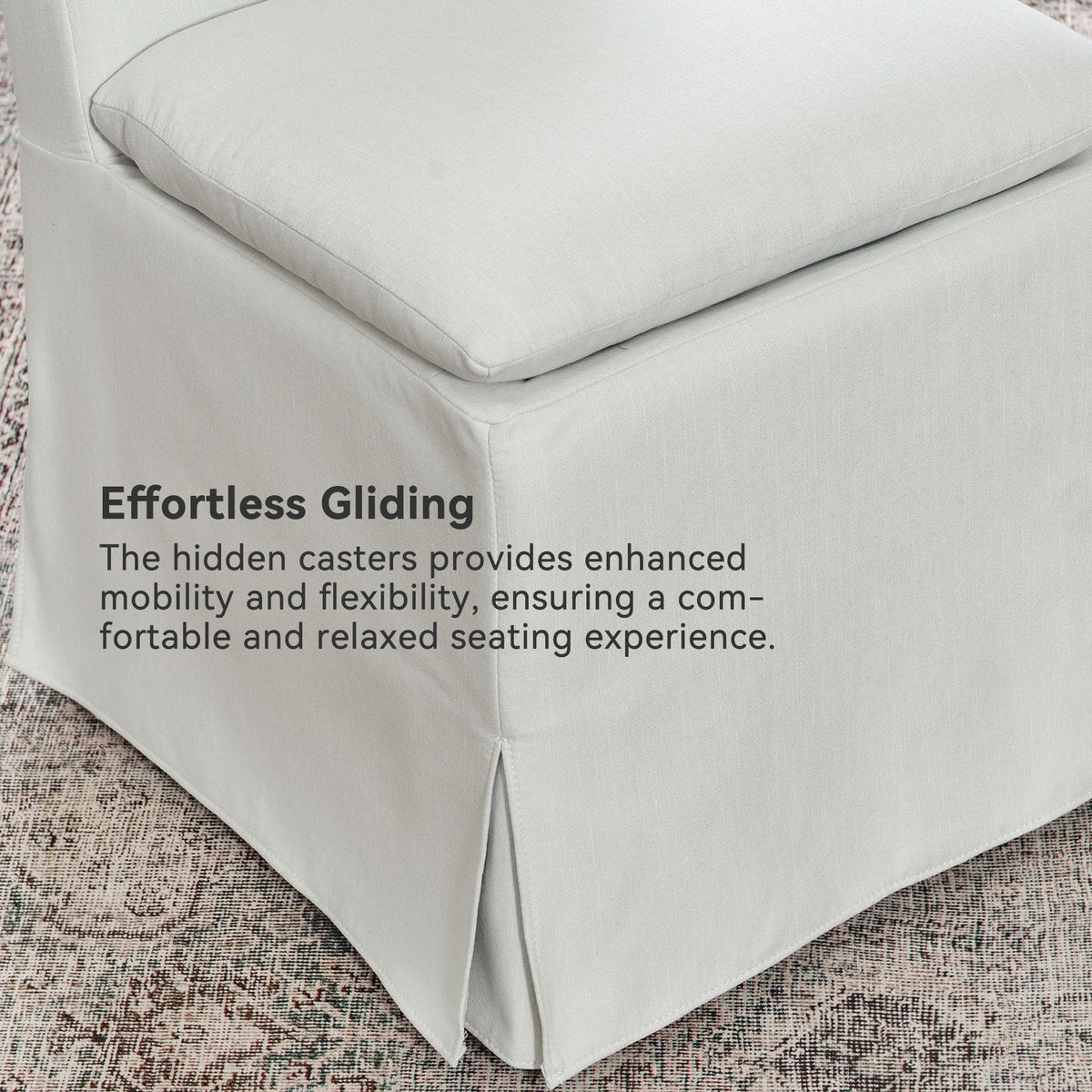 Diane Slipcover Performance Dining Chair with Casters