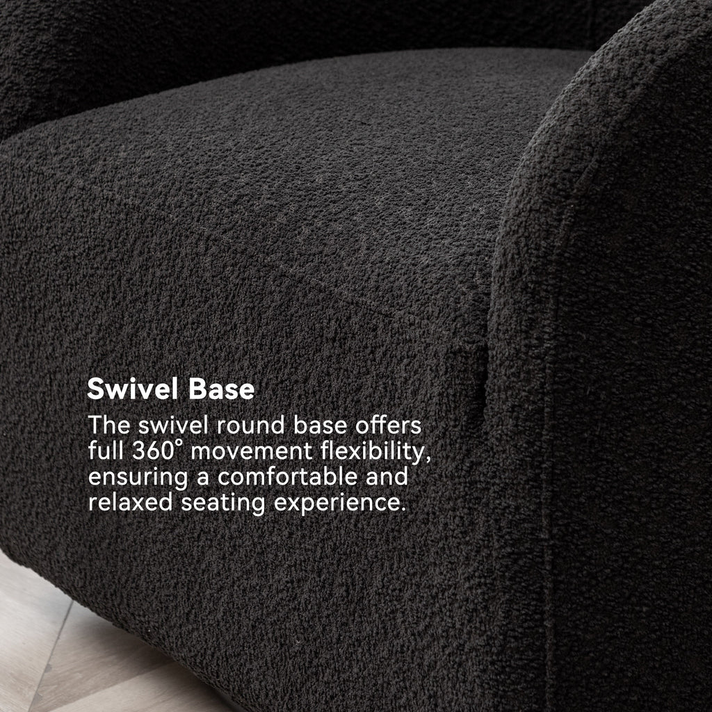 Susie Bouclé Swivel Barrel Chair