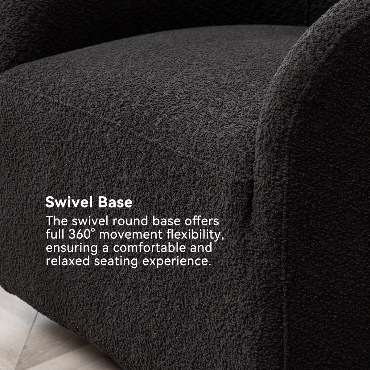 Susie Bouclé Swivel Barrel Chair
